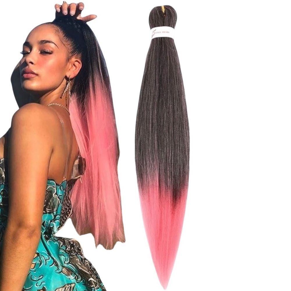 Synthetic Pink Ombre Braiding Hair 20” Kanekalon Pre-Stretched Extensions 1 Pack